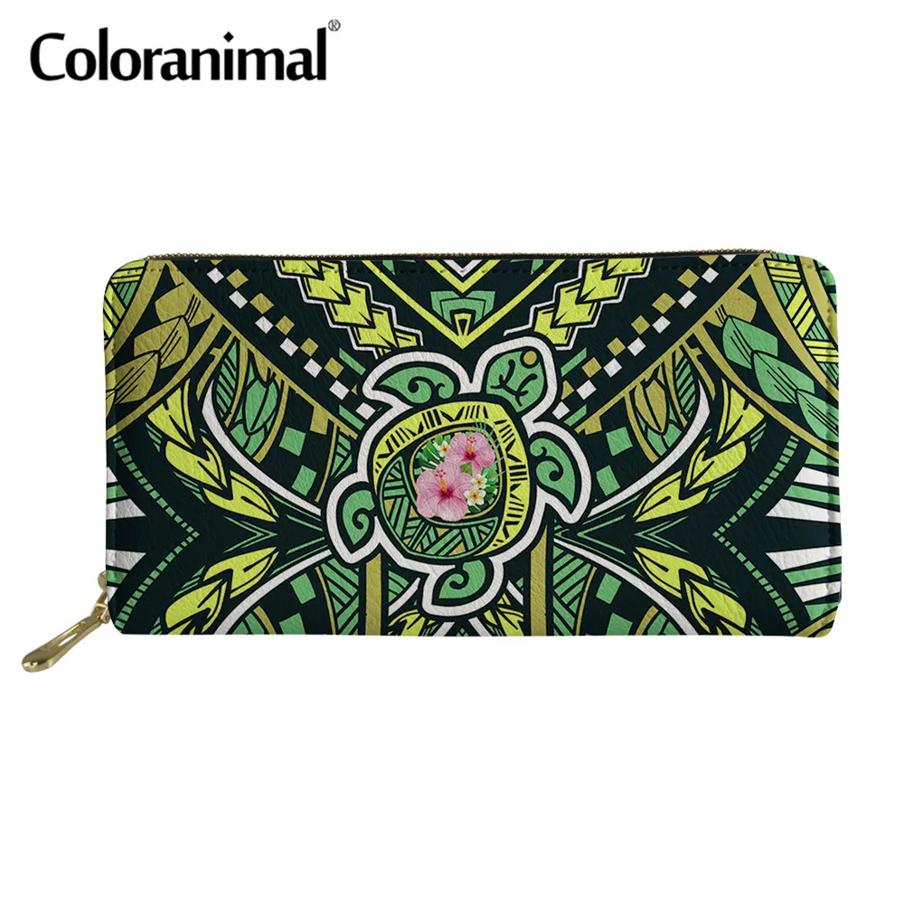 Coloranimal полинезийская черепаха с гибискус печатных Для женщин PU кошелек