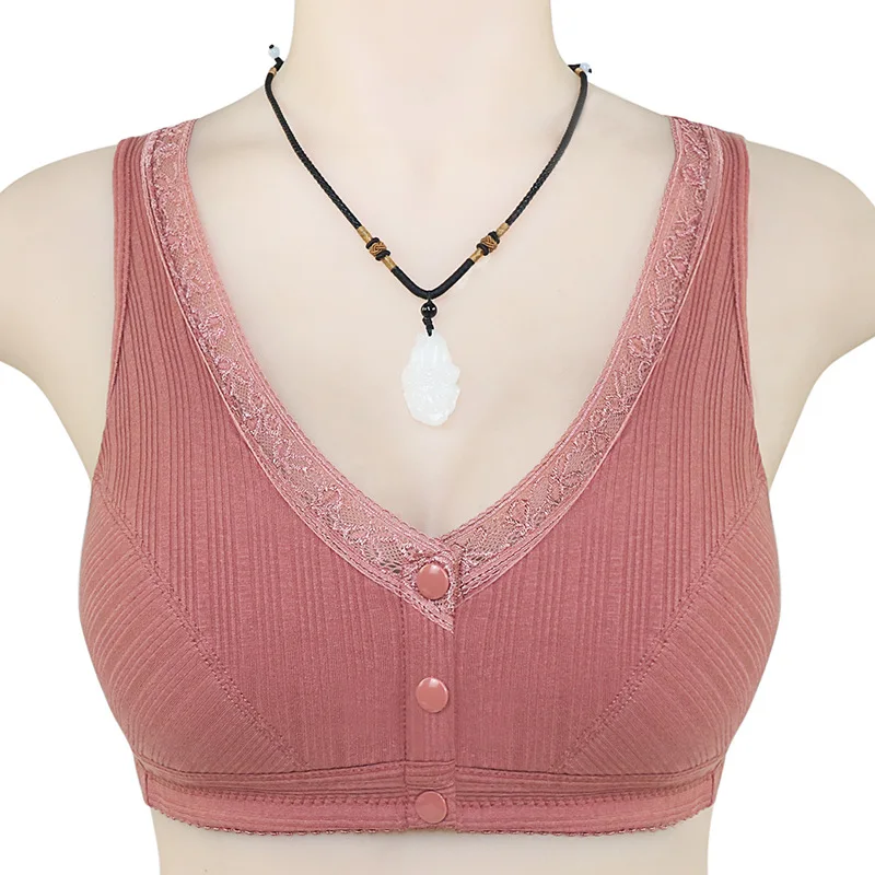 

2pcs/Lot Women's vest-style front buckle large size no steel ring pure cotton bra mother underwear bra middle-aged women