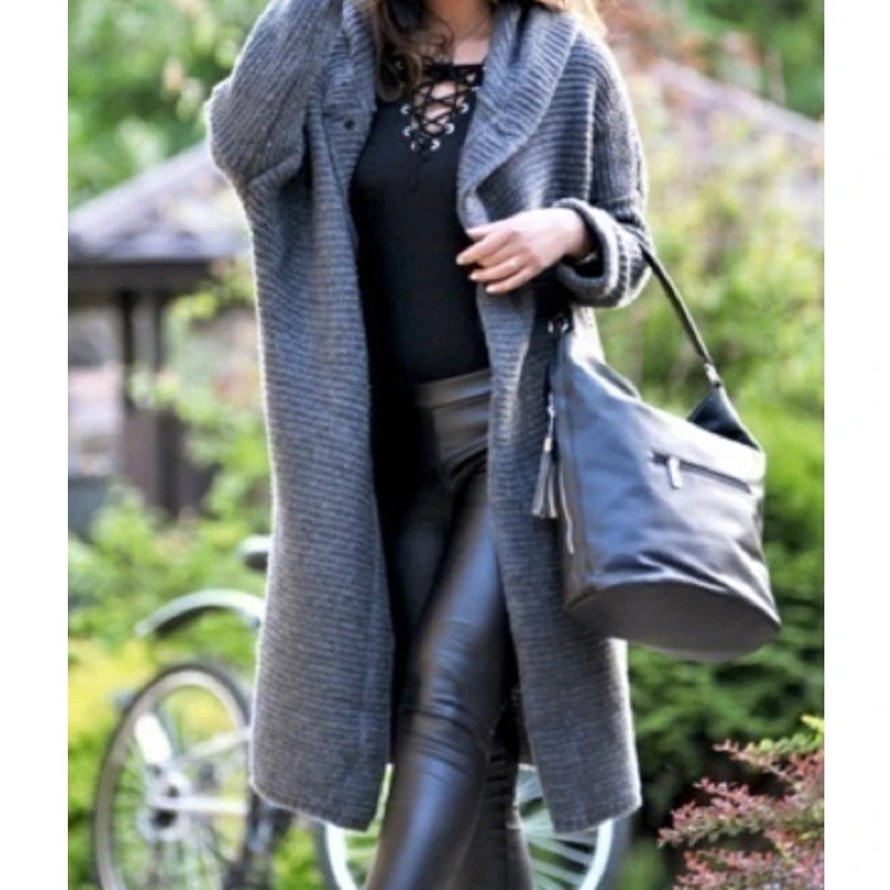 Женская толстовка с капюшоном повседневный Вязаный Кардиган длинным рукавом