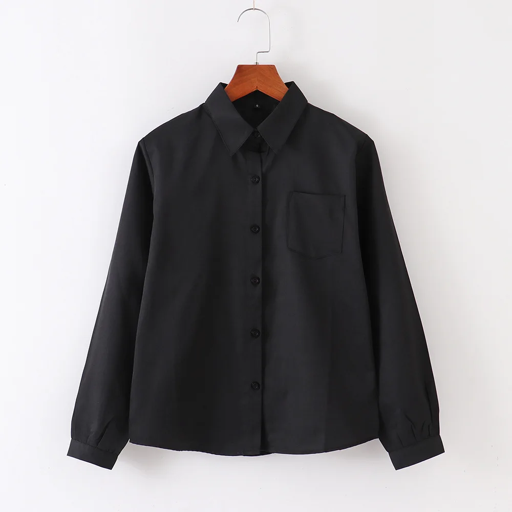 

Japanese-Style Jk2020 Spring and Autumn Solid Color Long-Sleeved White Shirt Girl's Shirt Lapel Single-Breasted Cardigan Women's