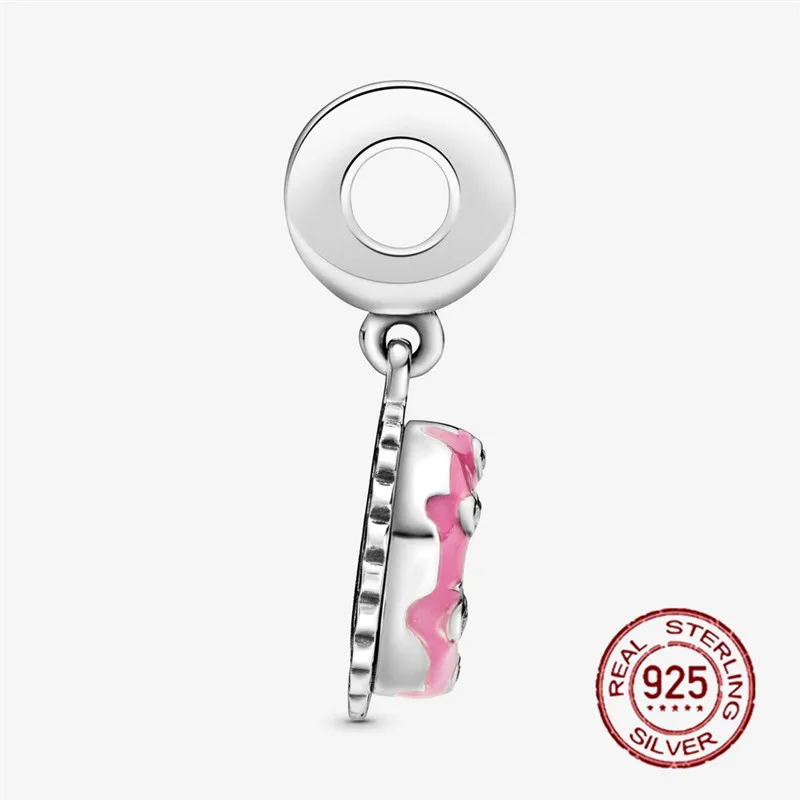 

2021 NEW 925 Sterling Silver Pendant Pink Birthday Cake fit pandora Bracelet 925 Sterling Silver Charms Women Jewelry Making