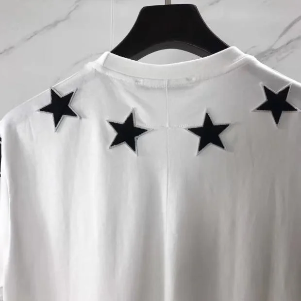 

High Quality spring new fashion tees embroidery star tee t shirt for men women black color cotton