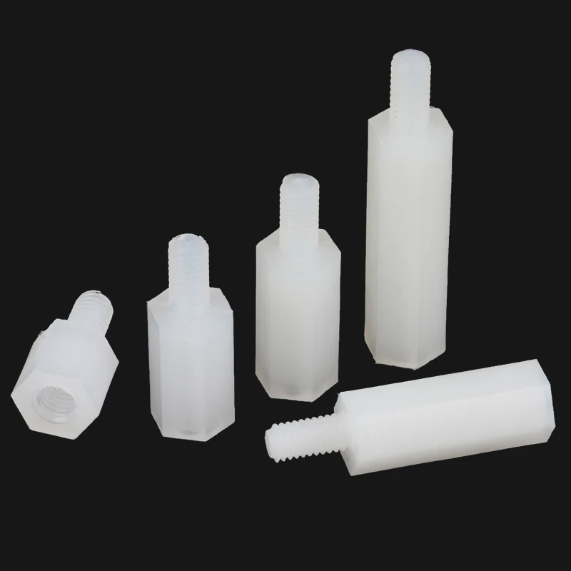 500 шт M3 шестигранный нейлоновый противостоящий столбец с плоской головкой