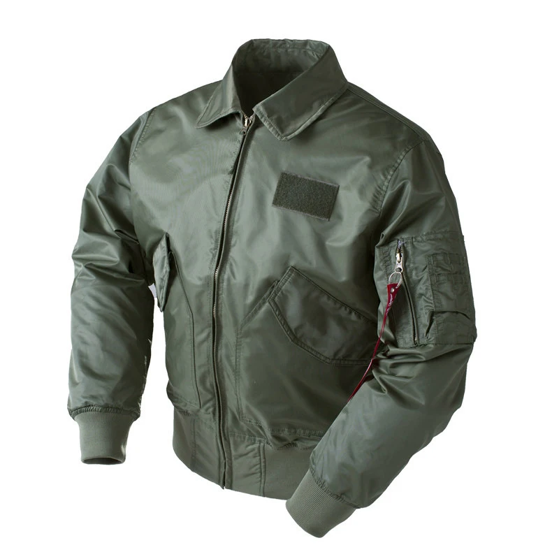 

Solid Color CWU-45P Lapel Loose Spring and Autumn Tide Brand Outdoor American Air Force Baseball Uniform Men Bomber Jacket
