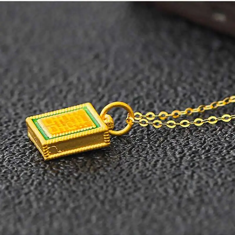 

New Pure 24K Yellow Gold Pendant 3D 999 Gold XI Necklace Pendant