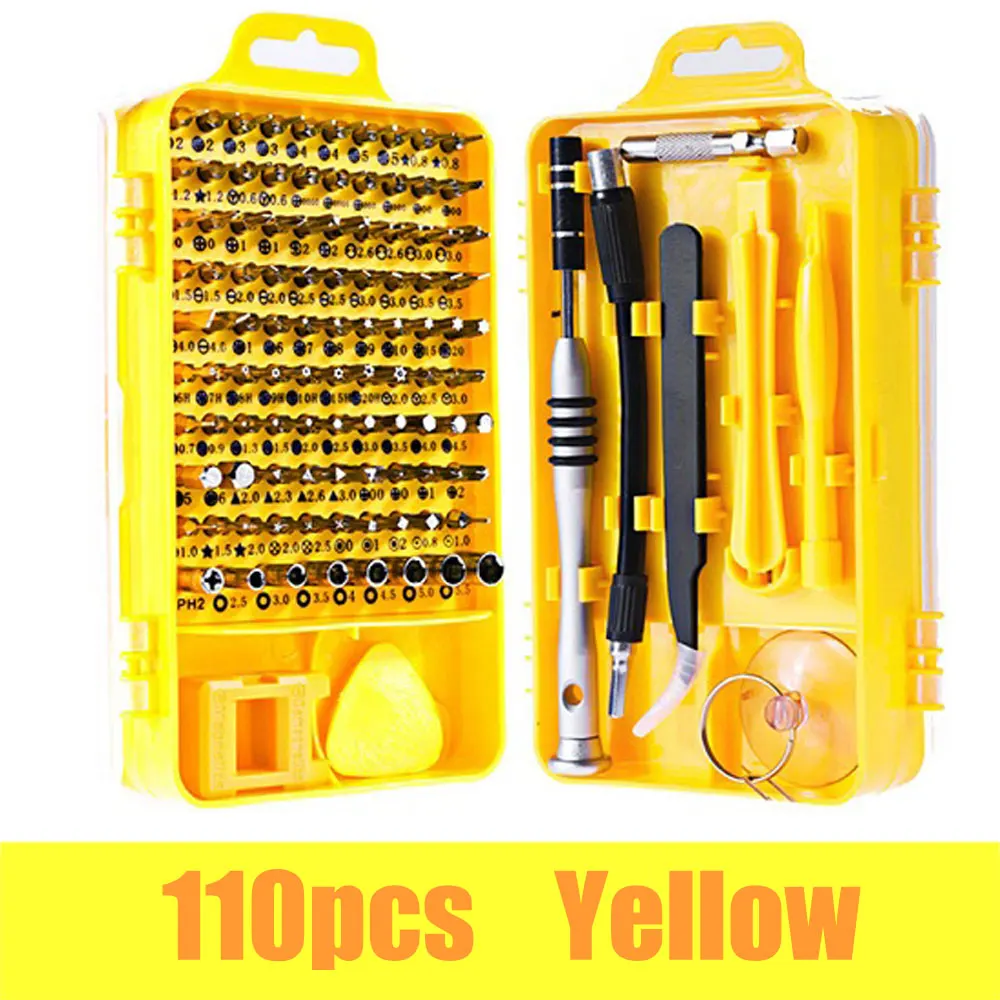yellow-110 IN 1 Vastar 115 в 1 Набор отверток мини Прецизионная отвертка мульти компьютер ПК устройство для мобильного телефона ремонт ручные домашние инструменты - Цвет: yellow-110 IN 1