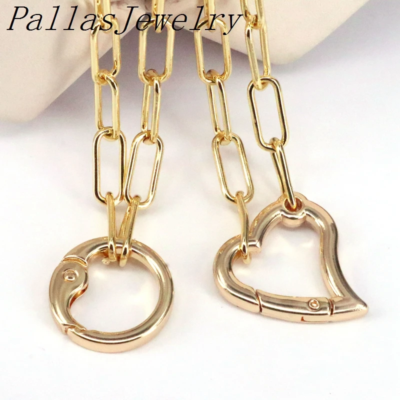 

5Pcs Fashion Gold Snap Lock Pendant Necklace Heart /Round Clasp link Chain Necklace Best Jewelry Gift