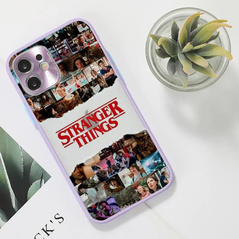 

cosas gratis Stranger things Phone Case For iPhone 12 11 Mini Pro XR XS Max 7 8 Plus X Matte transparent Purple Back Cover