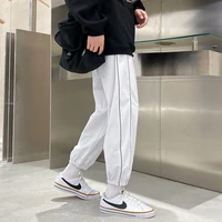 2021 men tracksuit pants fall solid color stripe versatile sportswear jogger black white loose streetwear tidal current best