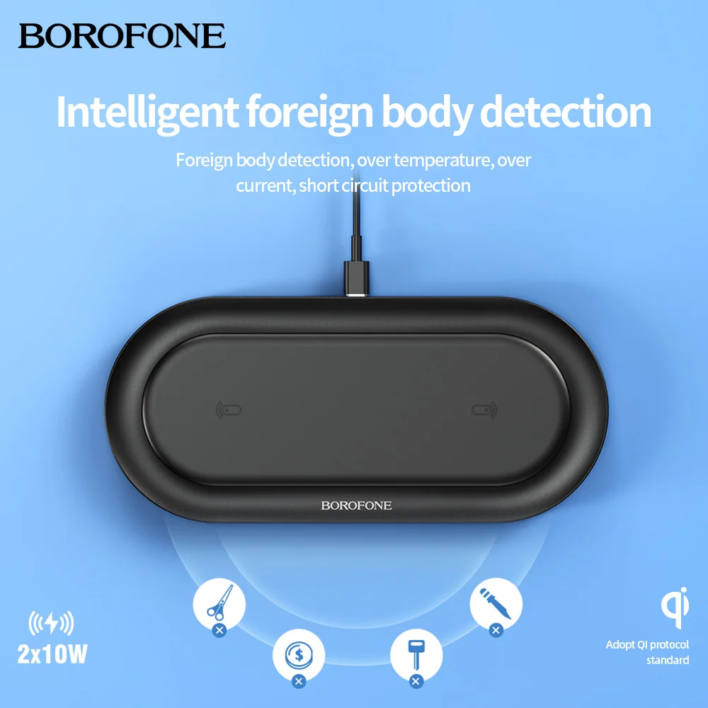 borofone 18w fast dual 2in1 wireless charging pad for airpods pro for iphone x xr 12 pro max samsung xiaomi qi induction charger free global shipping