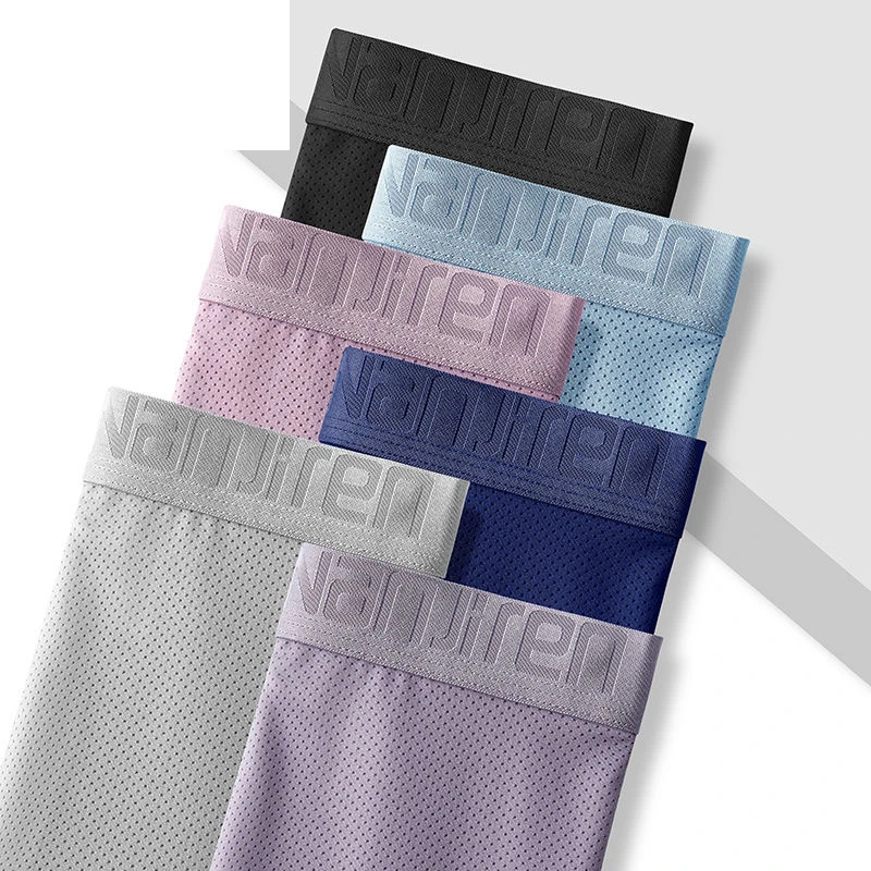 4pcs/Lot Underwear Man Ice Network Mesh Men'S Boxer Breathable Sexy Youth Boxer Bamboo Ventilate Shorts Mesh Thin Summer Shorts