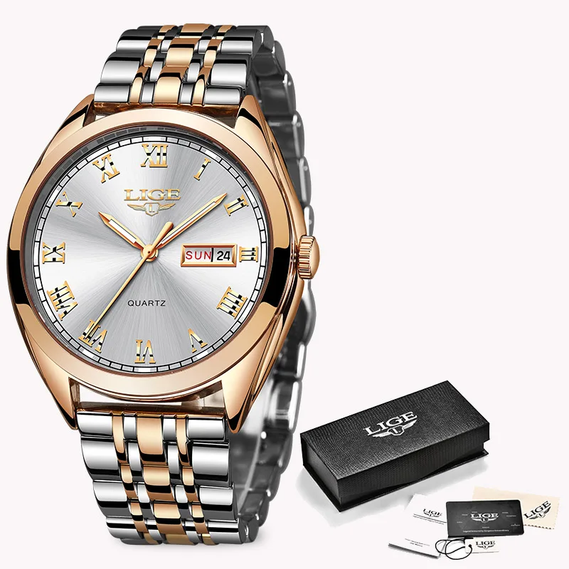 

LIGE Luxury Ladies Watch Women Waterproof Rose Gold Steel Strap Women Wrist Watches Top Brand Bracelet Clocks Relogio Feminino