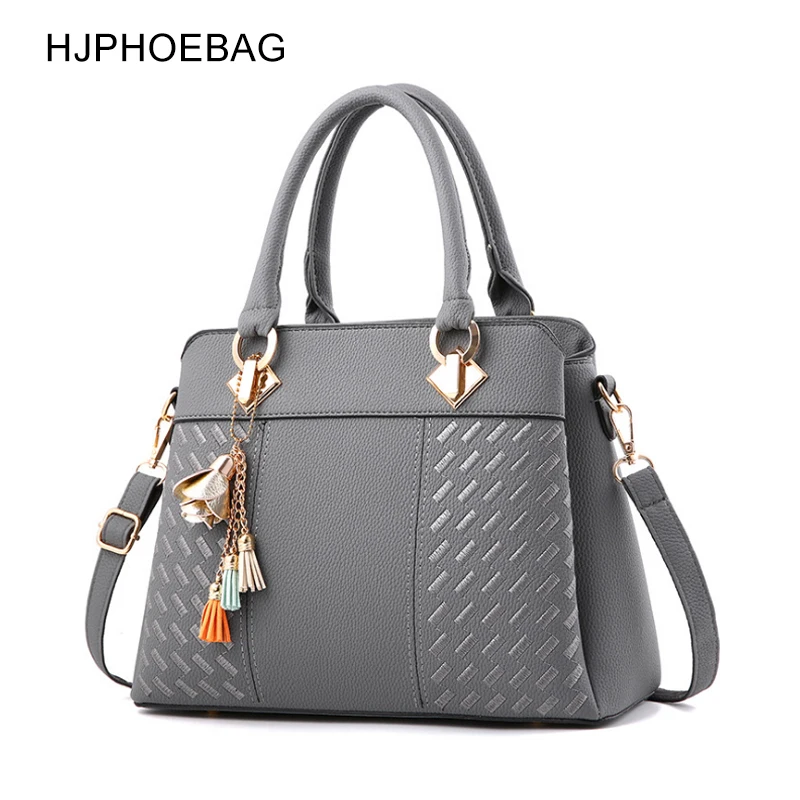 

HJPHOEBAG Fashion Women Handbags PU Leather Totes Bag Top-handle Embroidery Crossbody Bag Shoulder Bag Tassel Hand Bags YC317