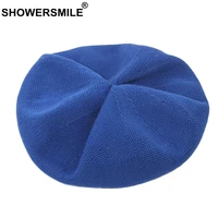showersmile ladies summer berets hollow royal blue artist hat female breathable adjustable high quality french women beret hat