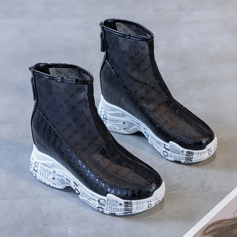 

2021 Summer New Style Inner Increase Net Shoes Women's Breathable Mesh Fashion Casual Sandals for Female Students All-match