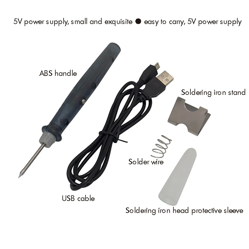 

Pen Soldering Iron, 5V 8W USB Welding Tools Portable Small Iron Solder Electric Soldering Irons Tips with with Indicator Light