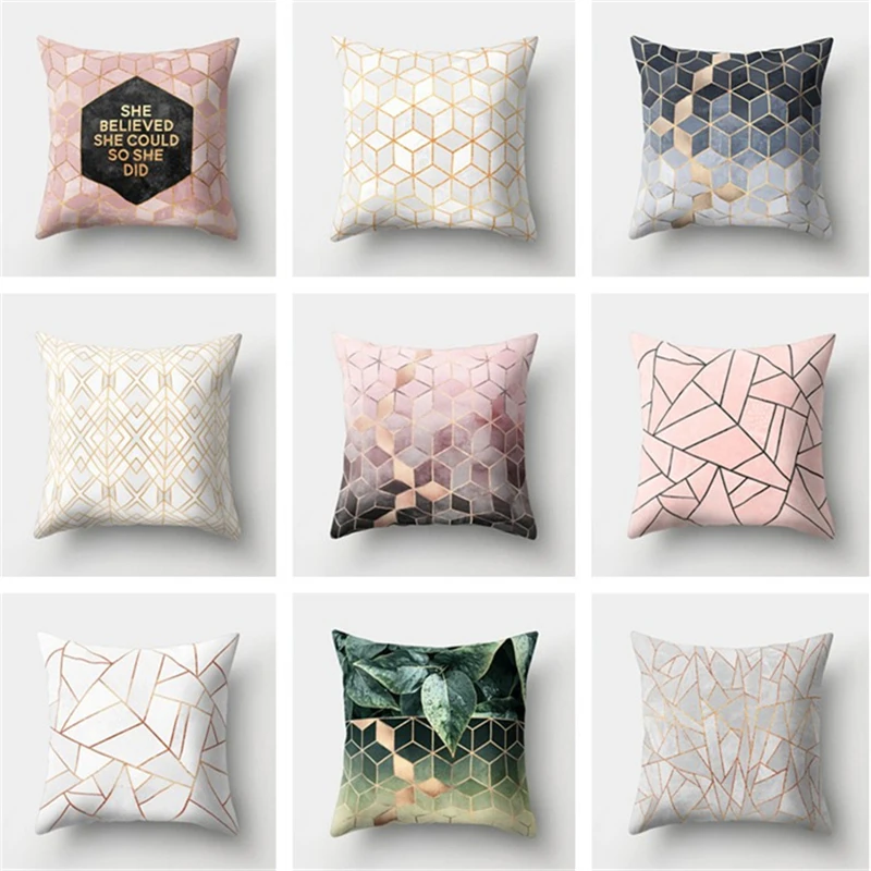 Чехол-наволочка квадратный с геометрическим принтом 45 х45 см | Дом и сад