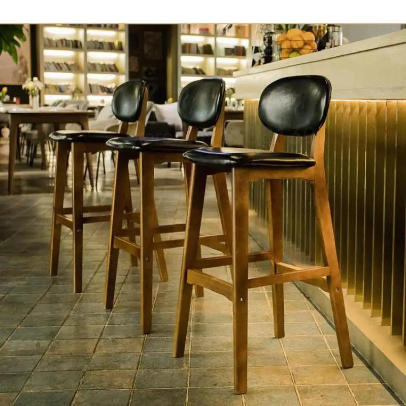 Nordic барный стул из массива дерева спинкой дома Простая Стойка регистрации