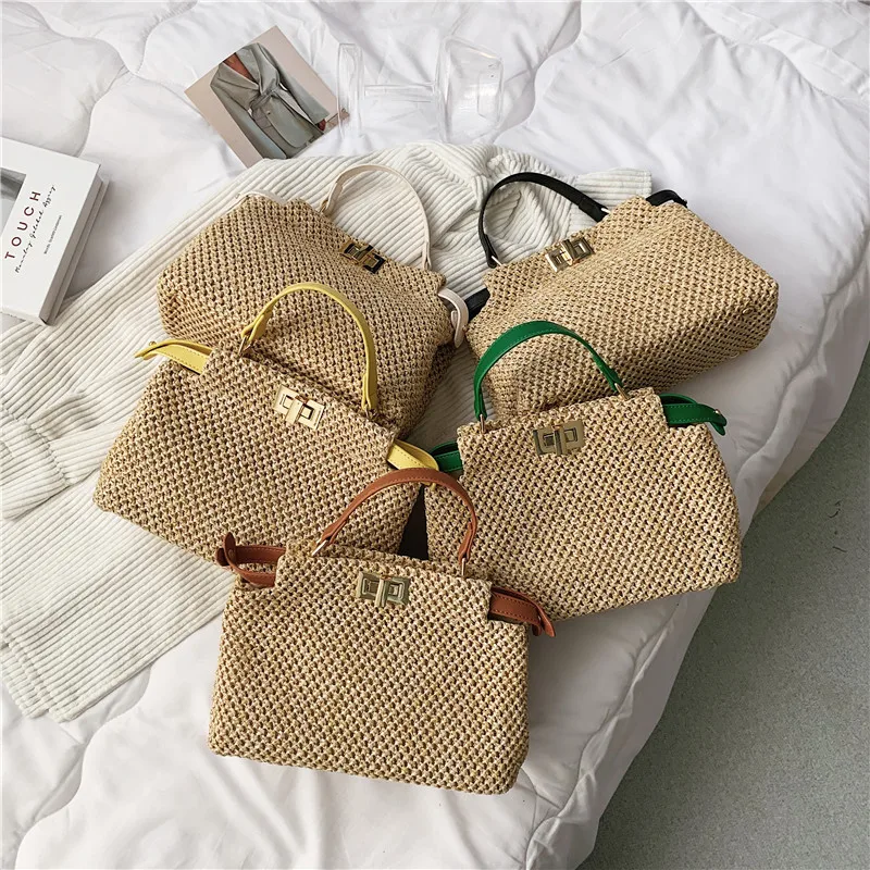 

2021 Summer Small Straw hand Shoulder Bags for Beautiful Women Fashion New Brand Travel Beach Handbags and Purses