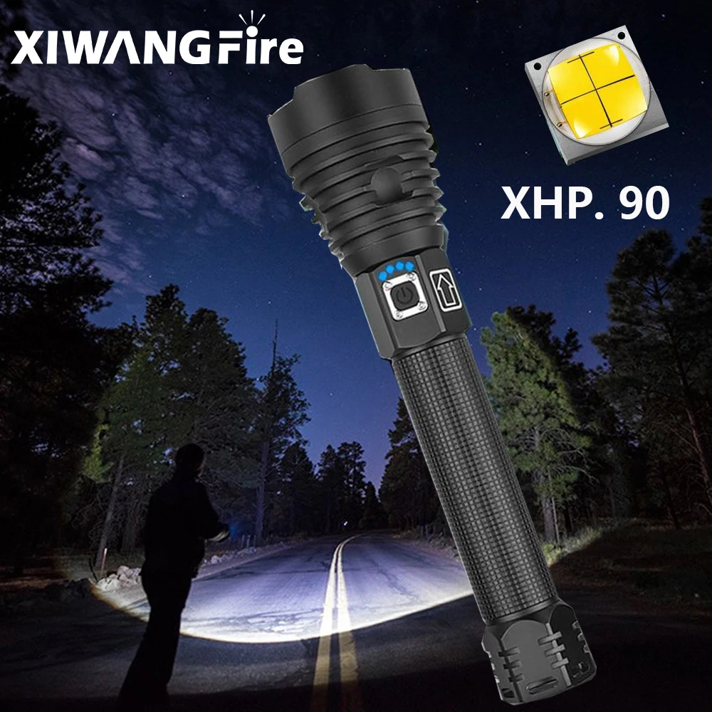 

XHP90.2 strongest earthquake-resistant led flashlight USB rechargeable XHP50 tactical flashlight 18650or26650 battery light