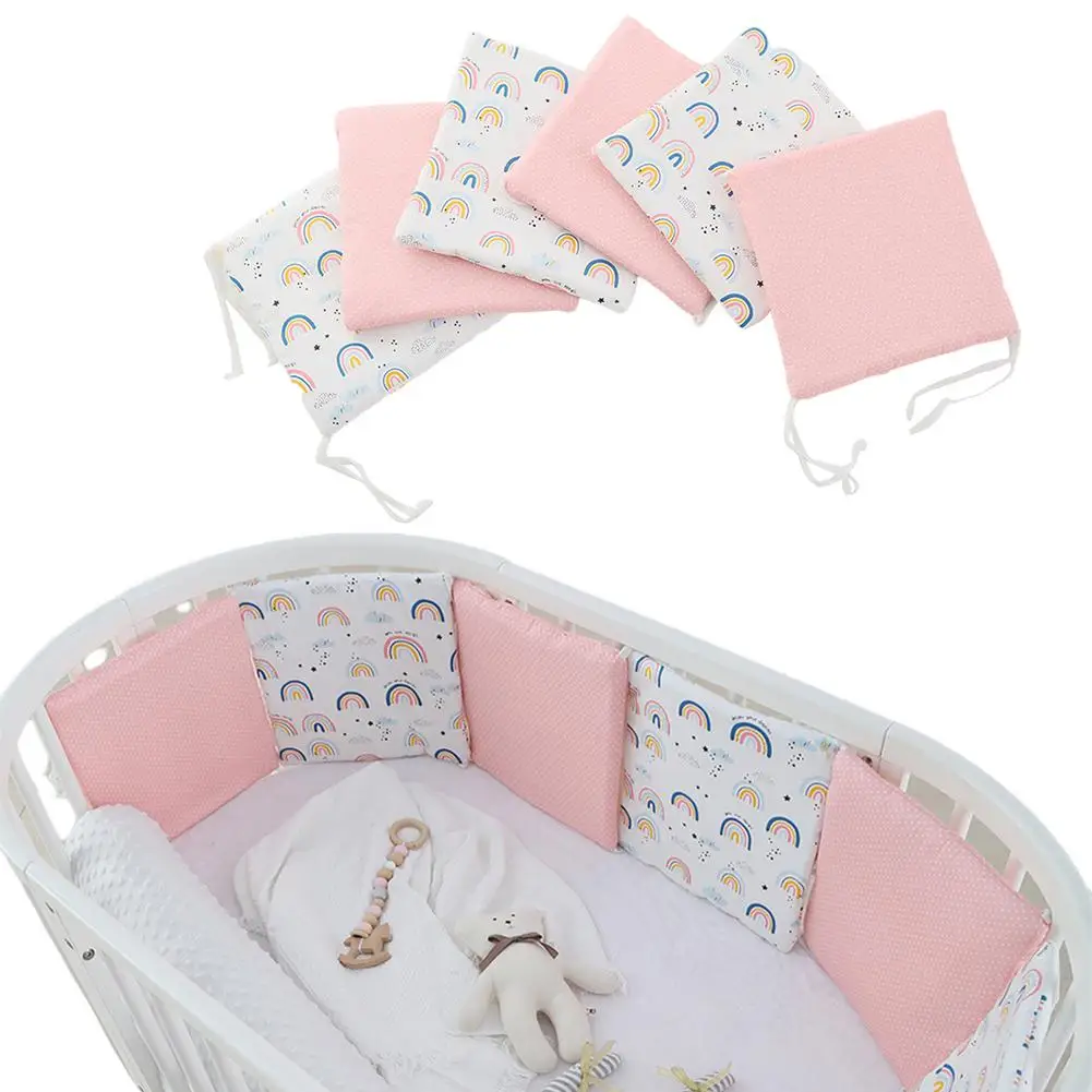 

Baby Cotton Crib Liner Washable Crib Bumper Bed Guard Pads Safety Rails Protector Breathable Crib Bedding Liner