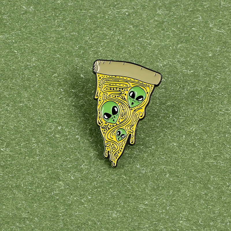 Эмалированные булавки с изображением инопланетянина пиццы забавные