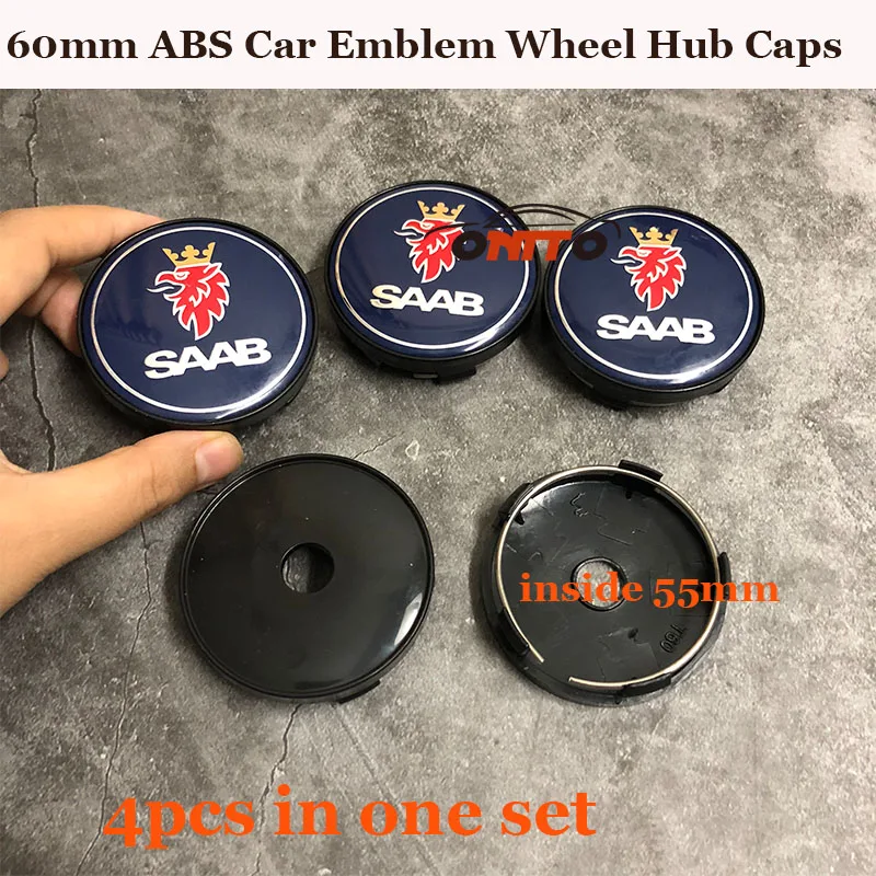 

ABS 60mm Car logo Badge Emblem Wheel hub Caps Auto wheel covers for 9-3 9-5 93 95 BJ SCS car accessories 56mm stickers