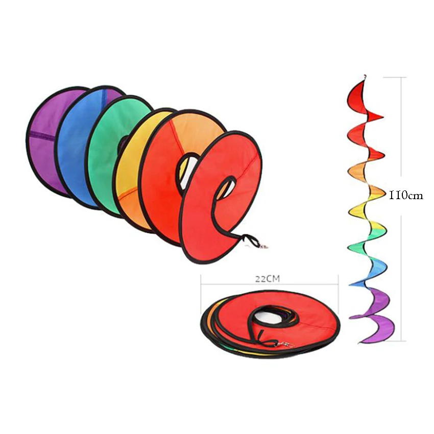 1 шт. 110 см цветная ветрозащитная лента радужная вращающаяся спираль