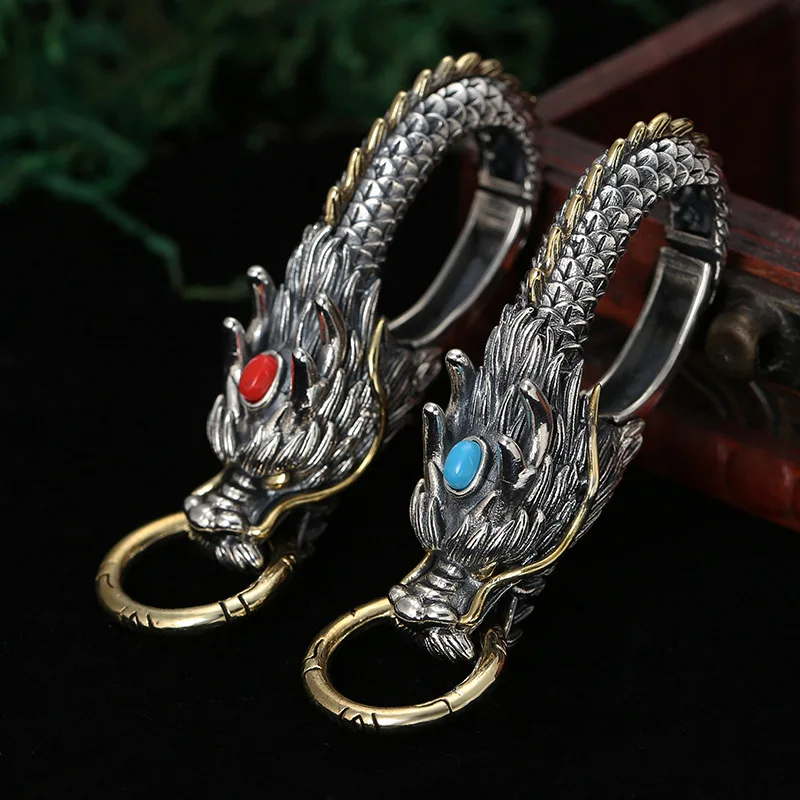 Мужской брелок из серебра 2019 пробы с мозаичным камнем|Подвески| |