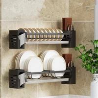 kitchen organizer bowl dish storage shelves wall mounted drainer rack