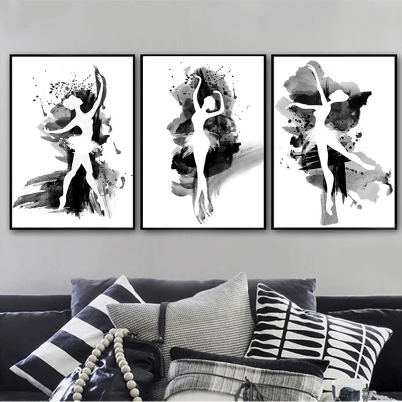 

3pcs Ballet Dancer Black White Full Square Diy Diamond Painting Rhinestone Of Embroidery Round Mosaic Wall Art StickersZP-1128