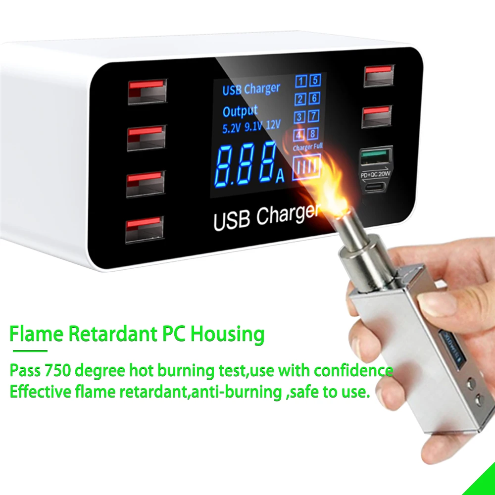 quick charge 3 0 fast charger adapter 8 usb charger station type c phone charger for iphone xiaomi huawei samsung free global shipping