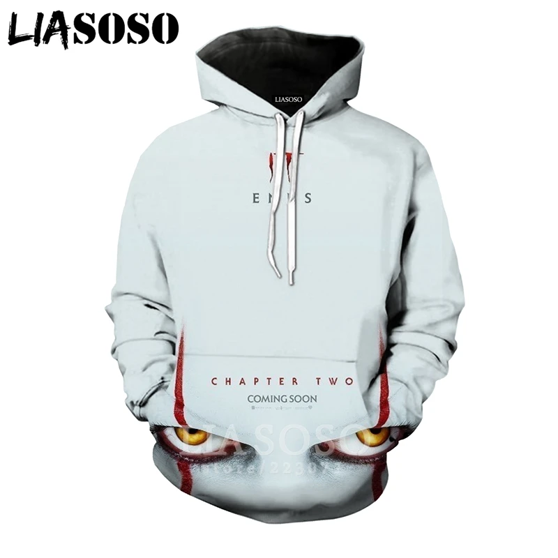 LIASOSO/Новый Мужской и Женский свитшот Pennywise с 3D принтом в виде фильма ужасов