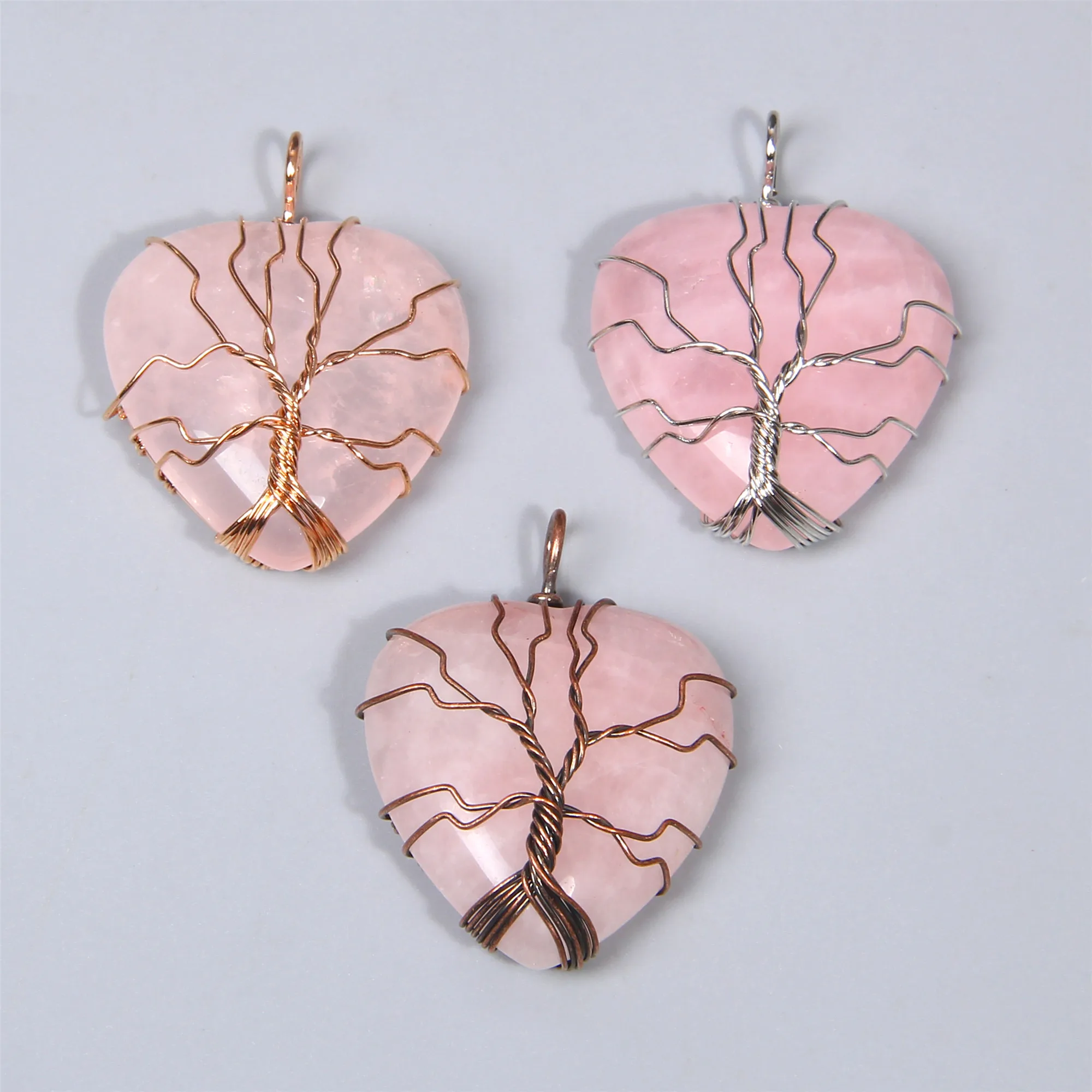 

Waterdrop Shape Copper Wire Wrap Tree of Life Pendant Natural Stone Quartz Charms for Jewelry Making DIY Neckalces Accessories
