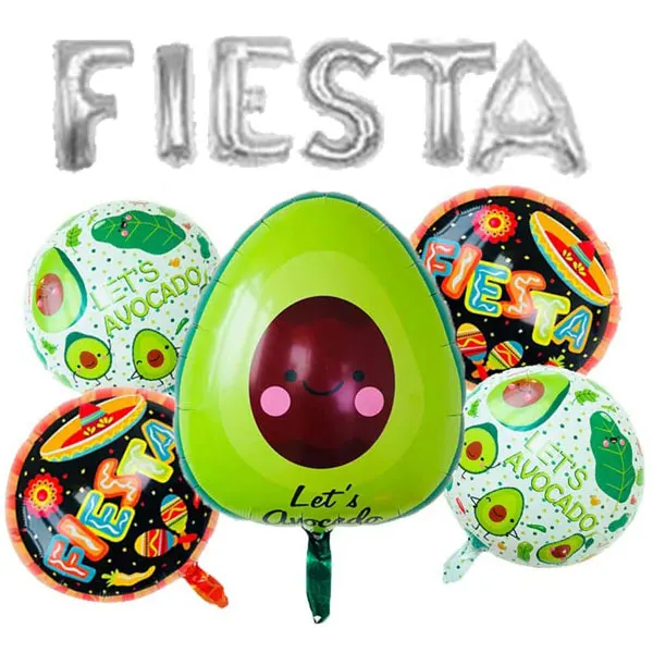 

16" Fiesta Foil Letter Balloons with 5 Pcs Avocado Fiesta Balloons for Cinco De Mayo Party, Taco Party, Fiesta Party