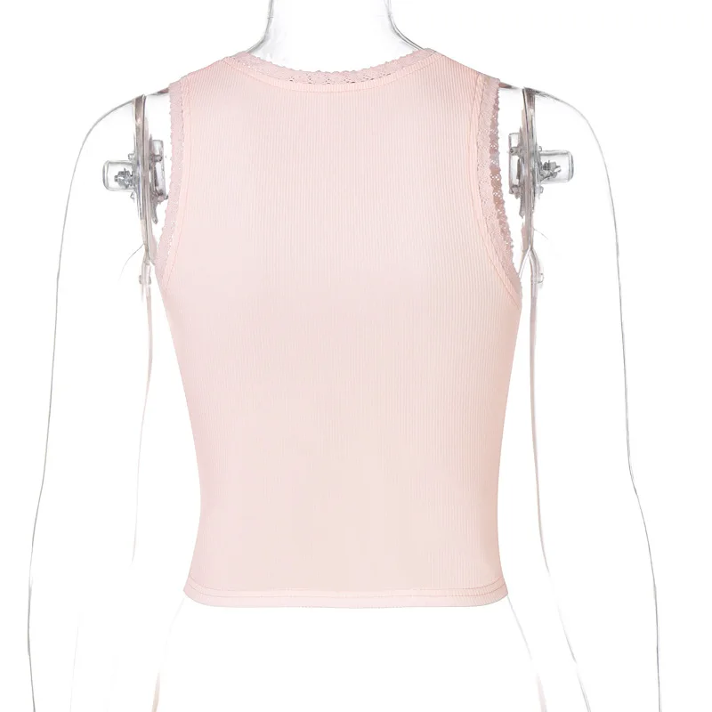 

Y2K Women Sexy U Neck All-match Vest Cartoon Print Crop Tops E-Girls Cute Pattern Sleeveless Cropped Tank Tops Streetwear