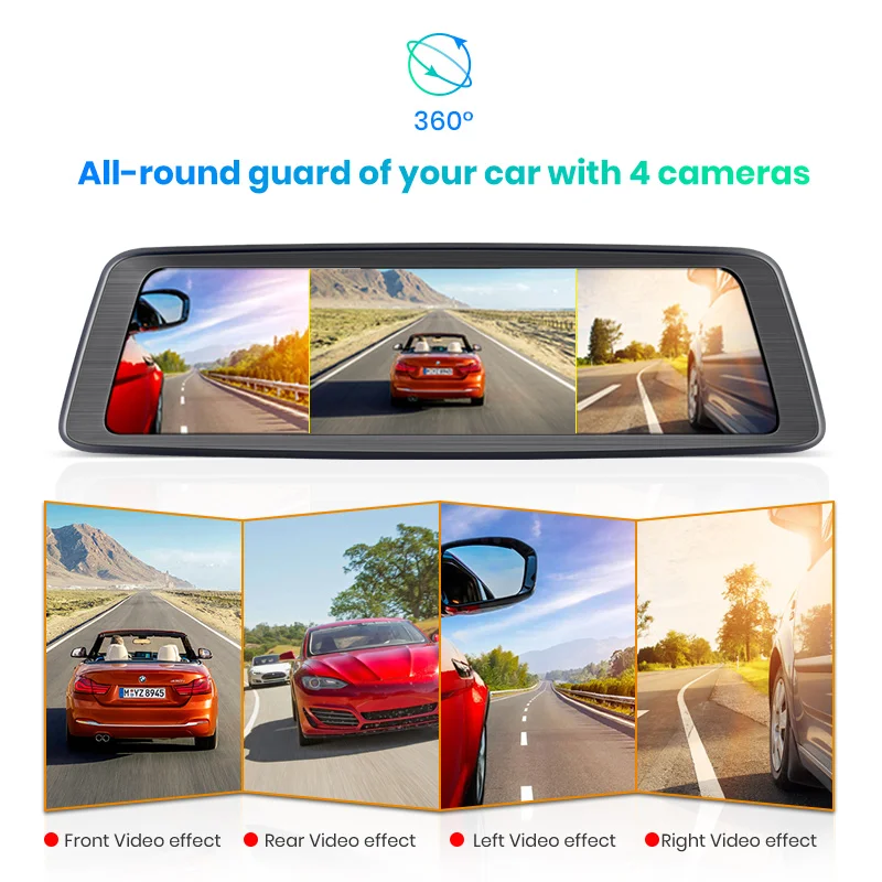 Junsun Восьмиядерный 4G 4 канальный ADAS Android автомобильный видеорегистратор Dashcam 1" зеркало заднего вида gps WiFi FHD 1080P видеорегистратор заднего объектива