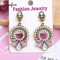 veyofun round rhinestone hollow out acrylic drop earrings for woman vintage dangle earrings jewelry