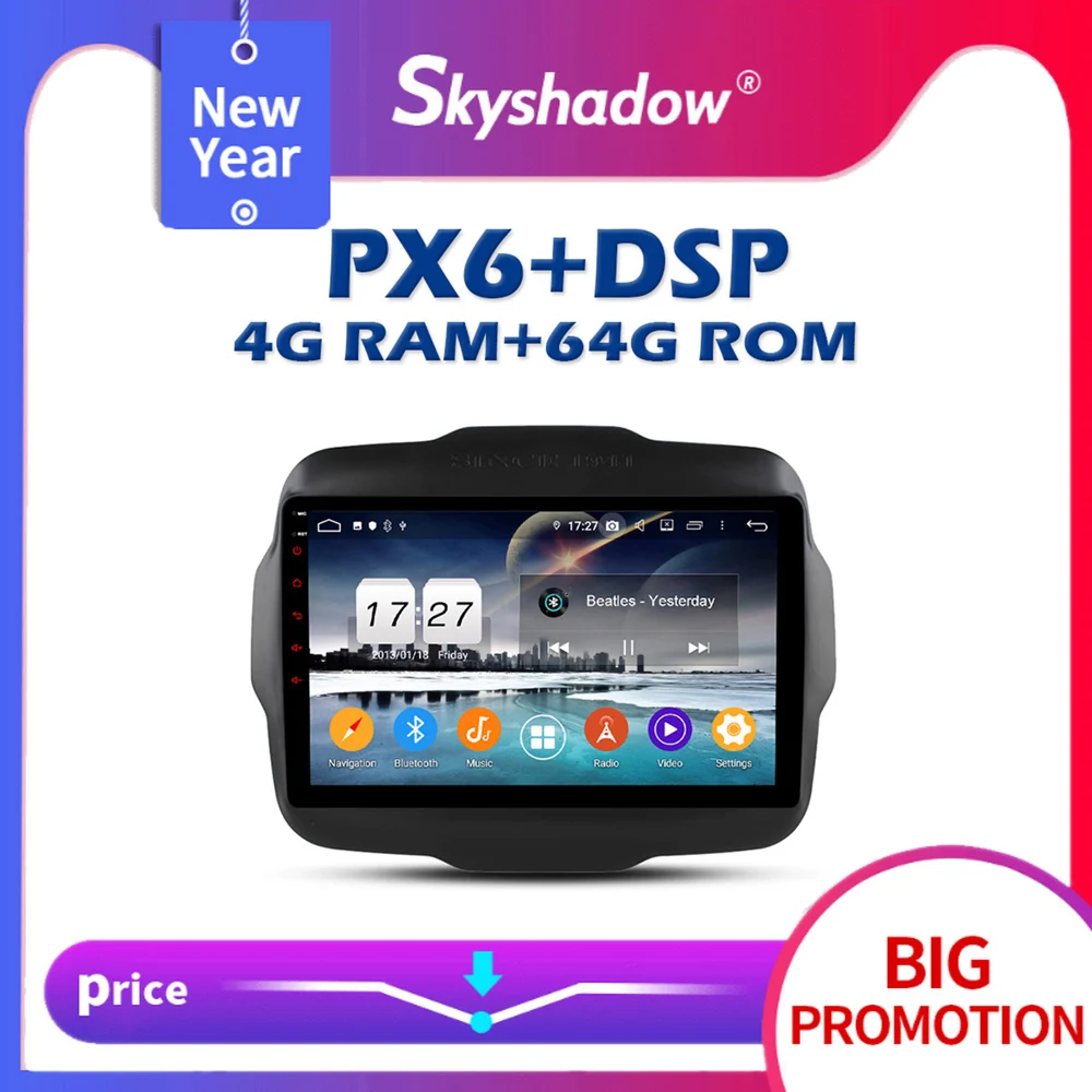 720P PX6 DSP Android 10 4 Гб + 64 IPS автомобильный DVD плеер GPS карта AHD RDS радио Wifi Bluetooth для Jeep