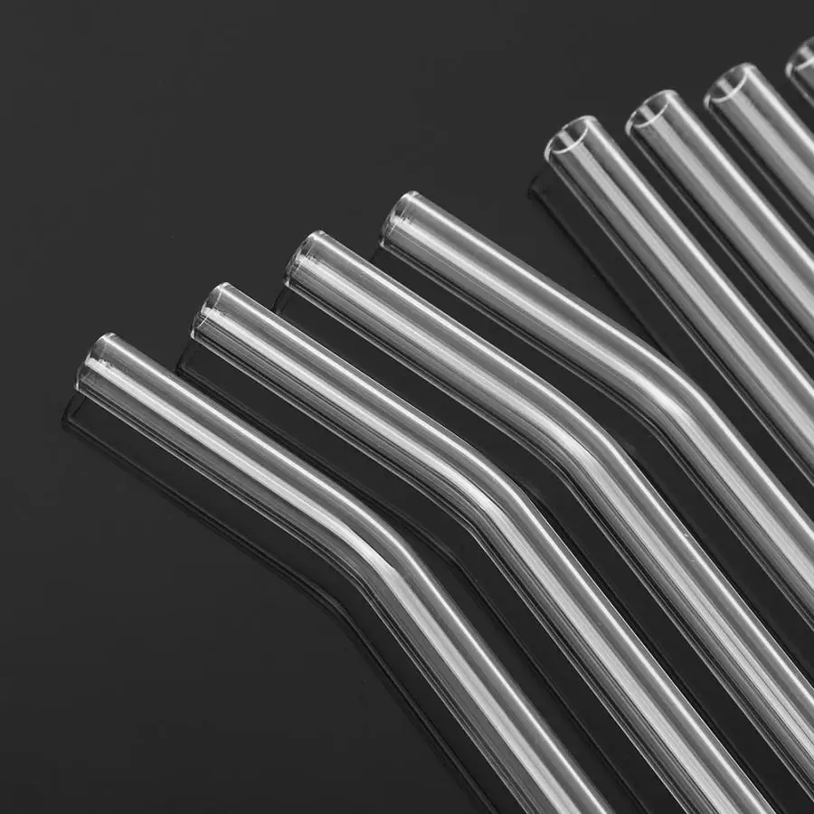 Портативная прозрачная термостойкая стеклянная соломинка для питья с чистящей