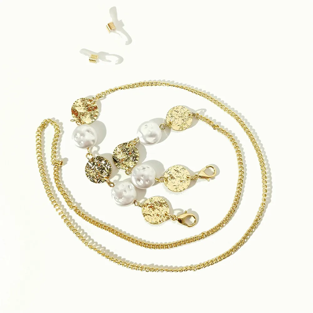 

Natural Pearl Beads Link Chain Eyeglasses Face Mask Hanger Neckalce Reading Glasses Sunglasses Strap Cord Holder Neck Head Band