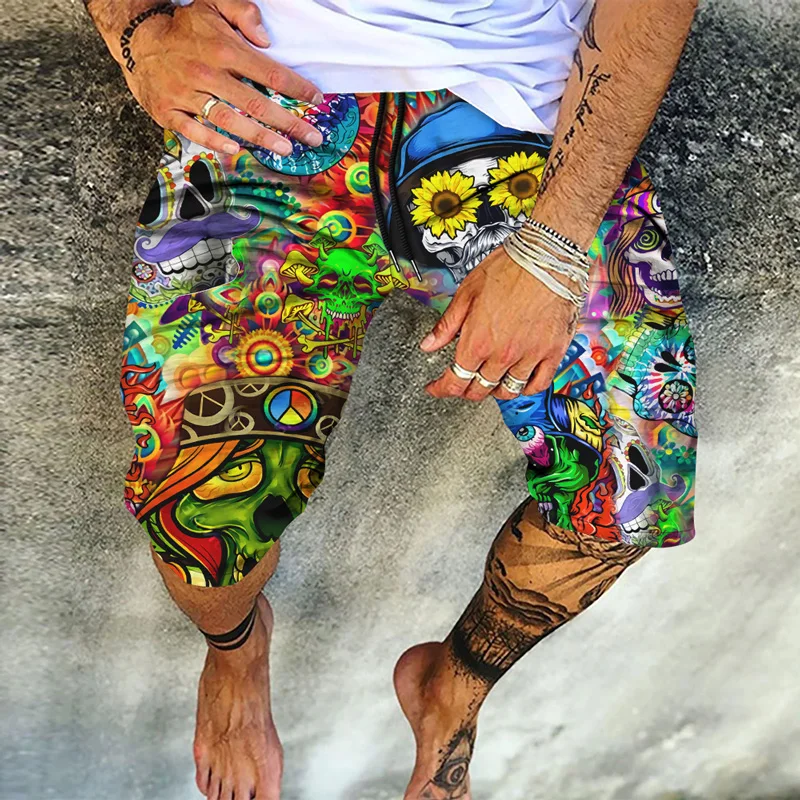 Männer der 3D Sommer Mode Shorts Hawaiian Strand Hosen Kordelzug Taille Lose Große Größe S-6XL Pflanzen Blumen Thema