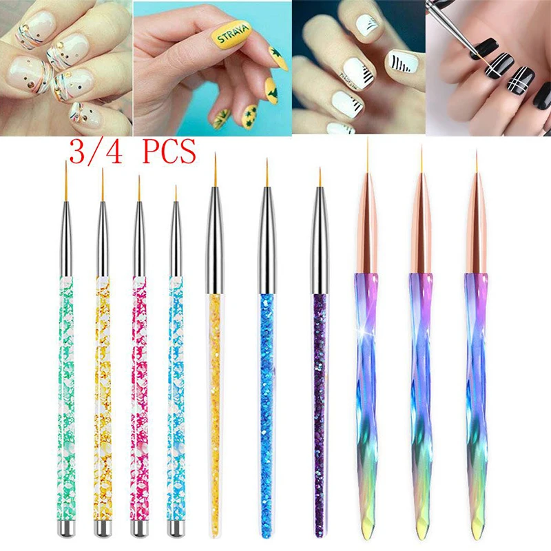 

3pcs Nail Liner Painting Pen Nail Carving UV Nail Gel Art Nail Dotting Pen Nail Line Brush Grid Stripes Drawing Manicure Tools