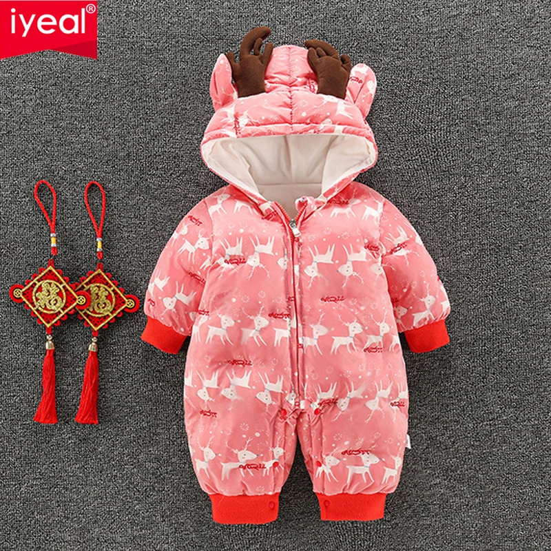 

IYEAL Christmas New Year Winter Overalls for Kids Coat Baby Snow Wear Newborn Snowsuit Boy Warm Cotton Girl Clothes Outfits
