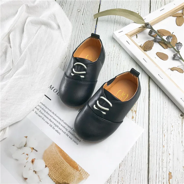 

Fashion Kids Leather Shoes 2021 New Spring Children Casual Shoes Girls Boys Slip on Casual Soft Bottom Black Brown Flat Shoes