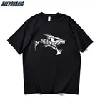 2021 летние череп в виде рыбного скелета s футболка для Мужская хлопковая футболка с коротким рукавом, детское платье с круглым вырезом, Одежда Harajuku футболки с аниме рисунком