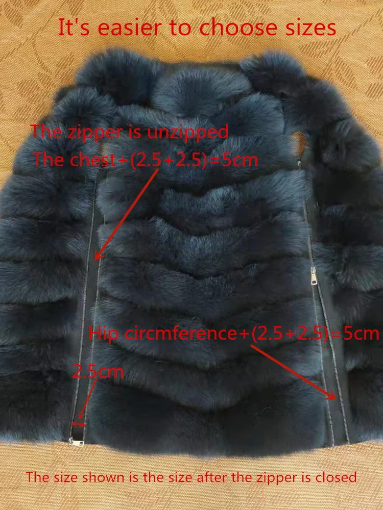 New Fashion Fox Fur Vest Zipper Real Fur Jacket Female Winter Warm Fur Coat High Quality Leather Vest Fur Fox