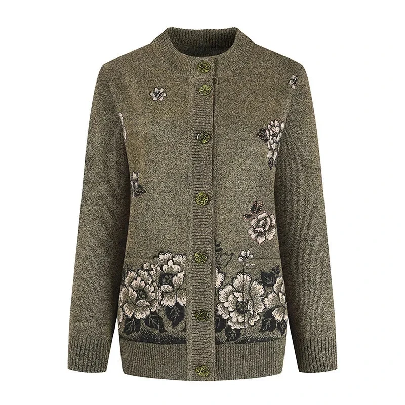 

Elderly Knitwear Granny SweaterMiddle-aged And Elderly Sweater Single-breasted Women Cardigan Jacket Fall Winter Mother's Wear26