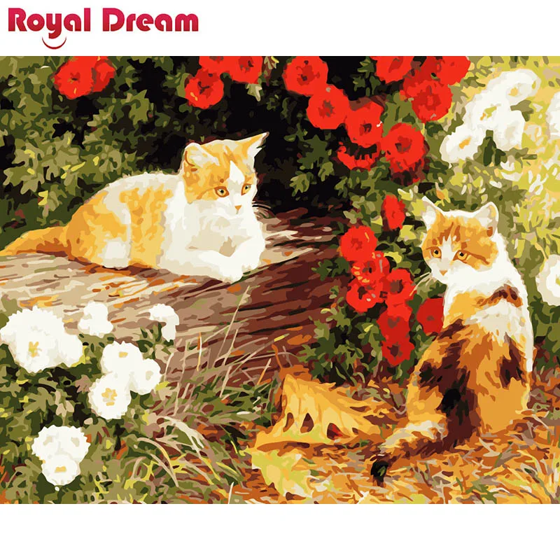 Садовая картина с котом Diy цифровая по номерам современное настенное