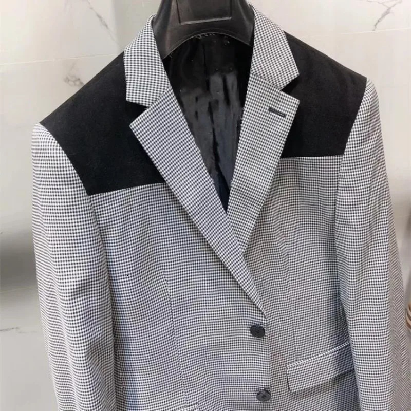 Европейский бренд мужской Клетчатый деловой повседневный костюм набор